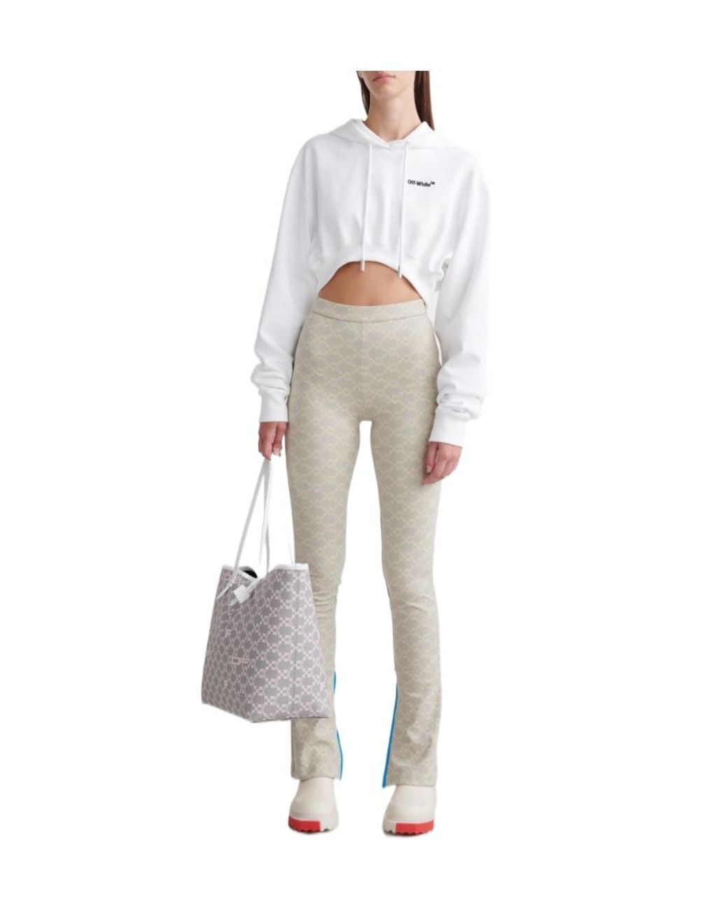 Off-White c/o Virgil Abloh Natural Monogram Ankle-Slit Trousers