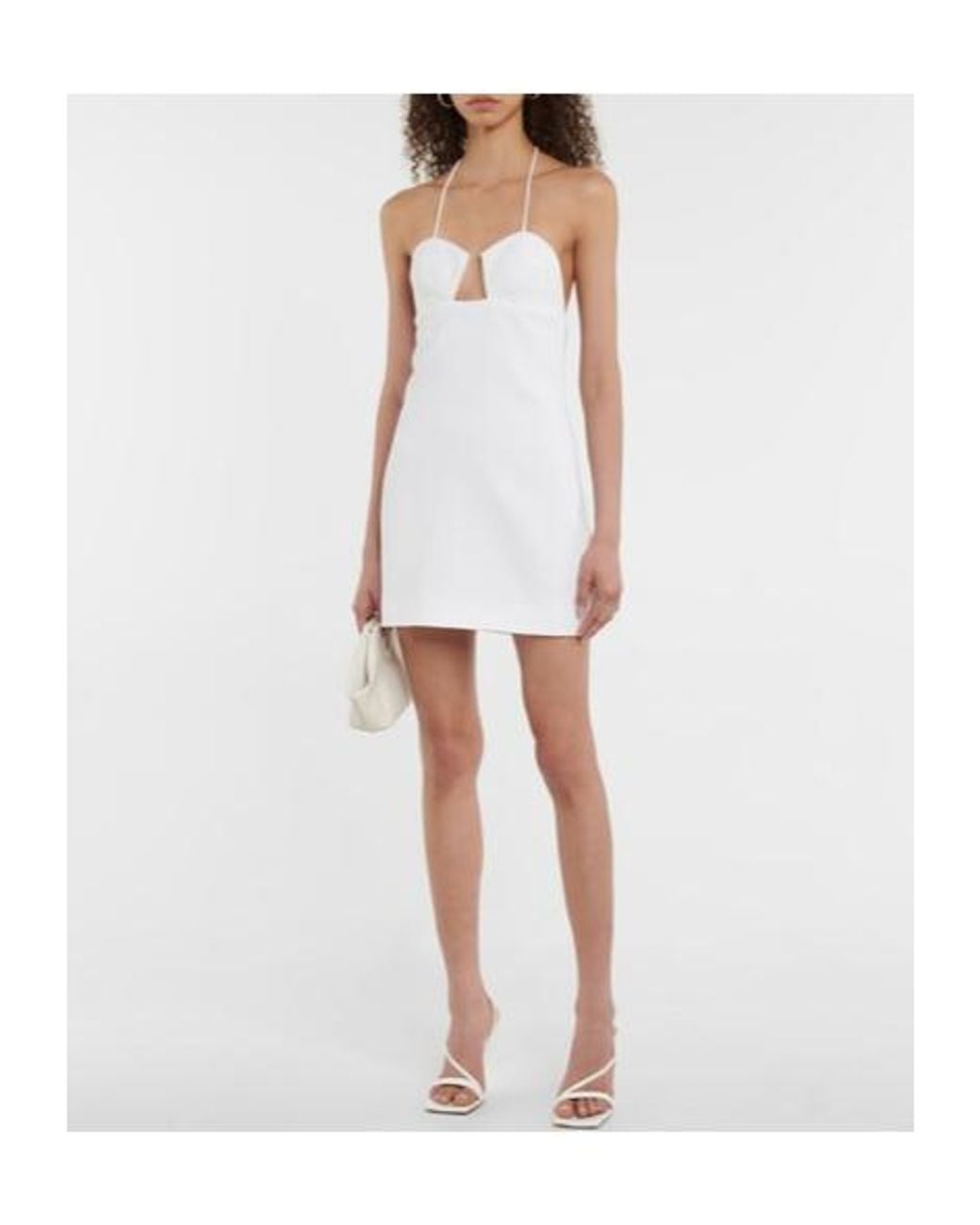 Monot White Halterneck Crêpe Minidress