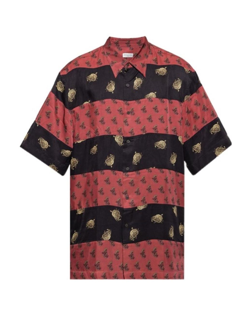 Dries Van Noten Red Graphic Printed Striped Shirt for men