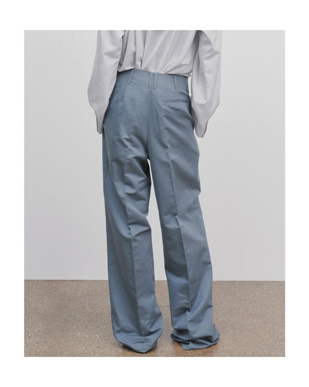 The Row Blue Wide-Leg Cotton-Ramie Trousers