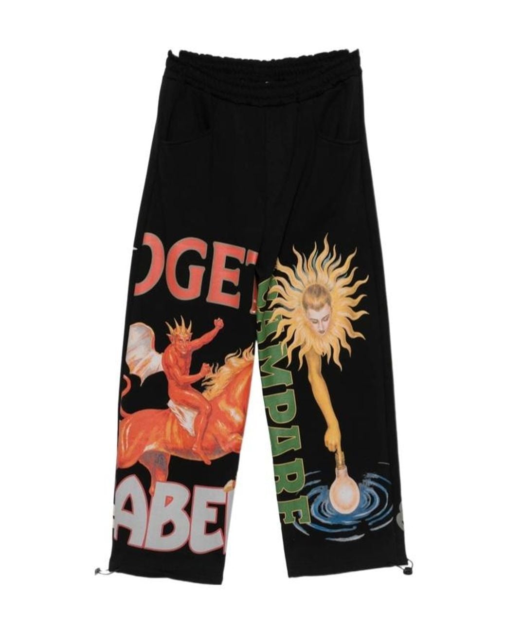 PDF CHANNEL Black Graphic-Print Track Pants for men