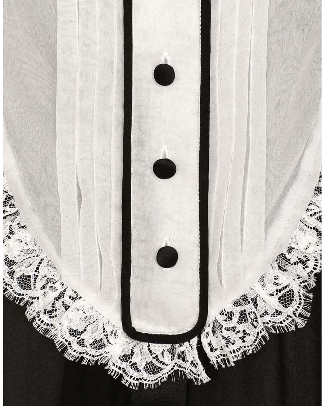 Dolce & Gabbana Black Ruffle Detailed Chiffon Shirt