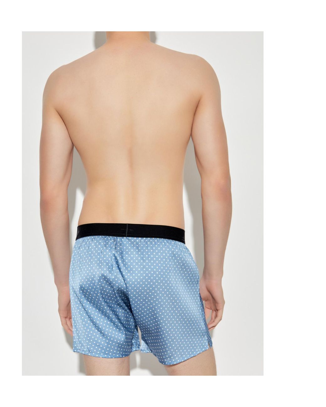 Tom Ford Blue Polka-Dot Pattern Silk Boxers for men