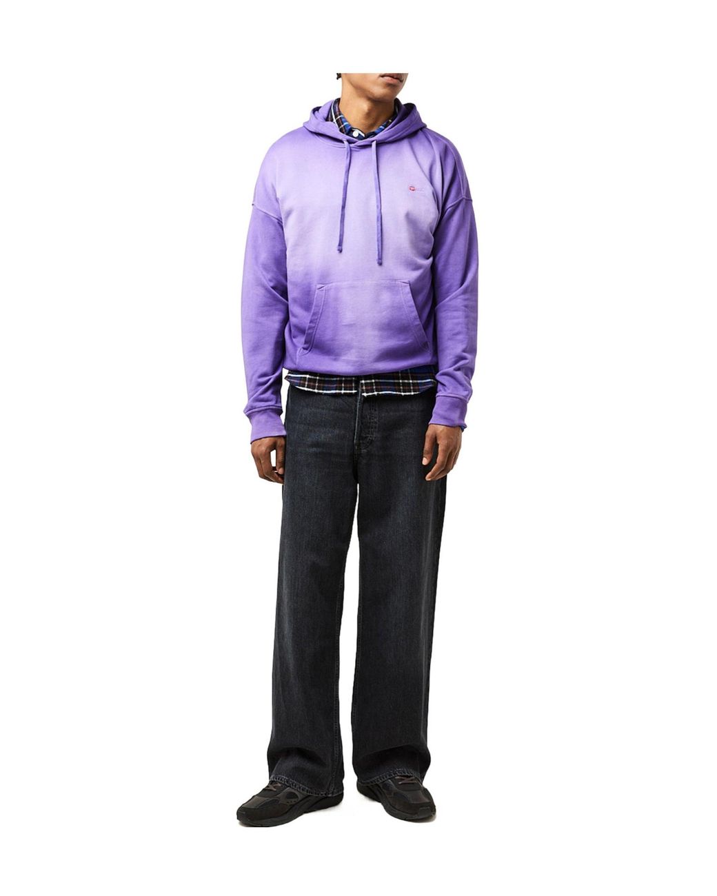 DIESEL Purple Gradient Wash Drawstring Hoodie for men
