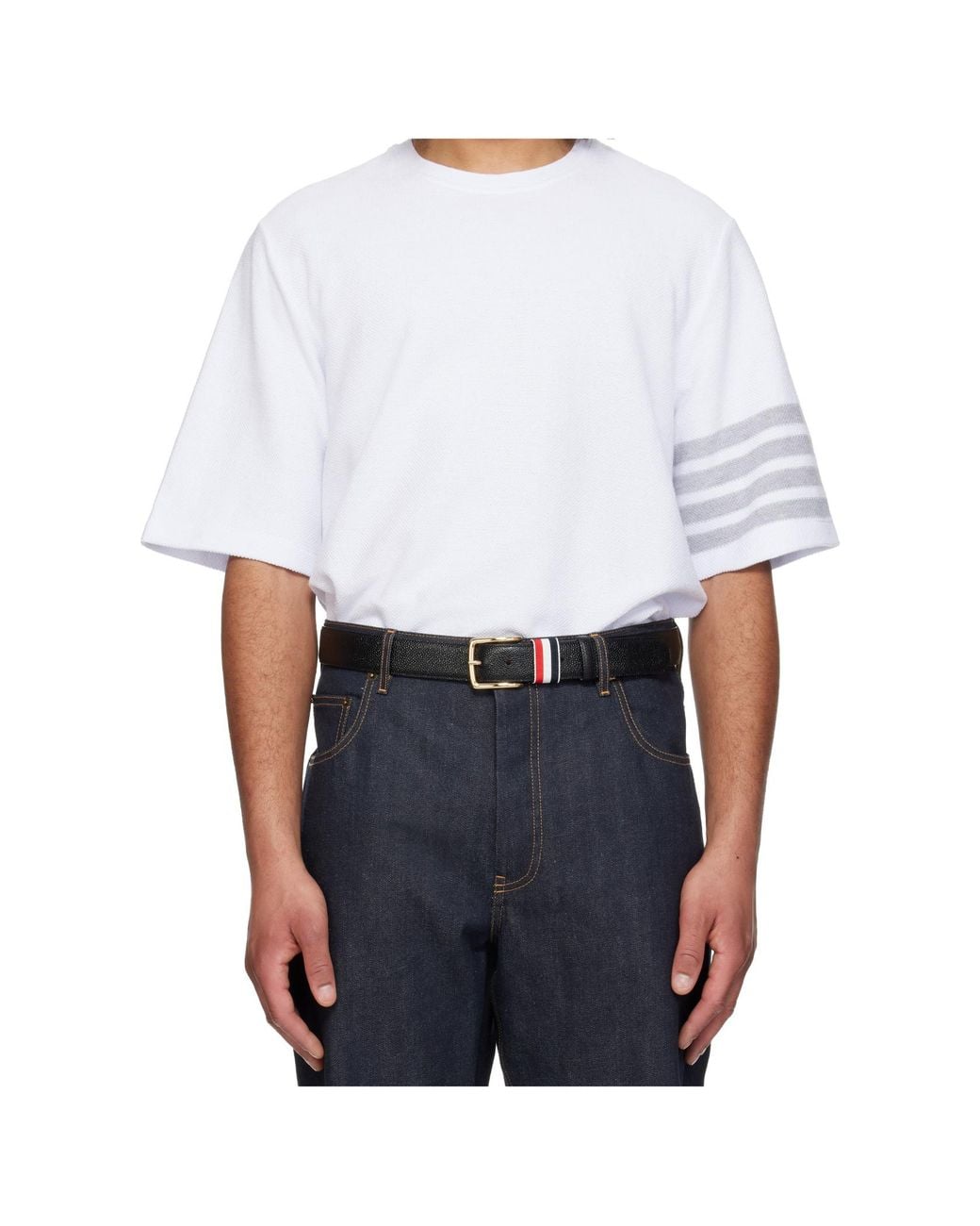 Thom Browne White Short Sleeve Crewneck T-Shirt for men