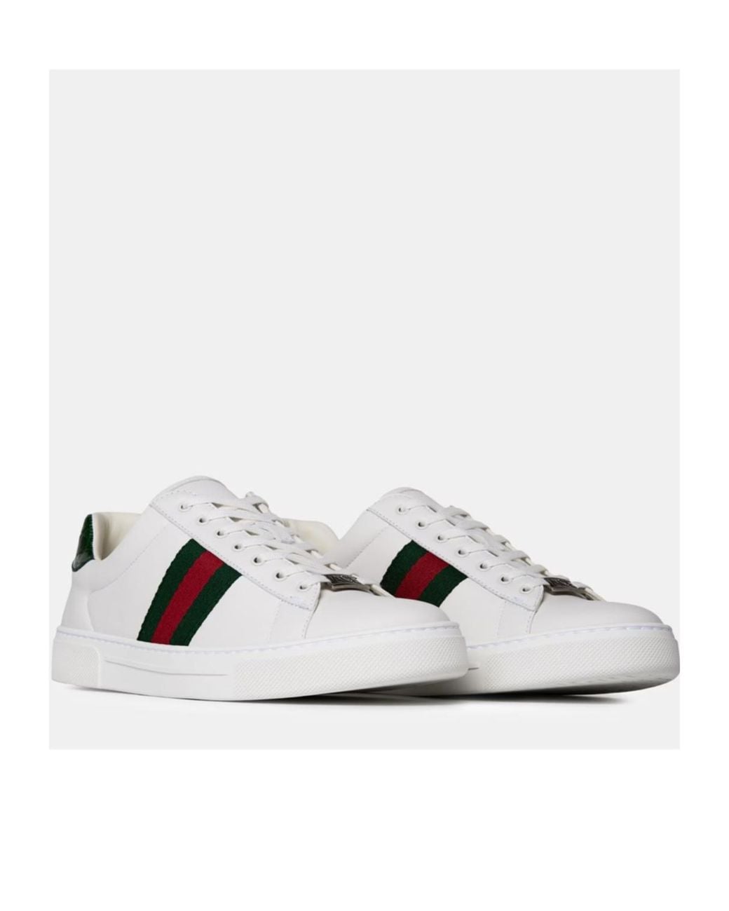 Gucci White Ace Web Canvas Trainers