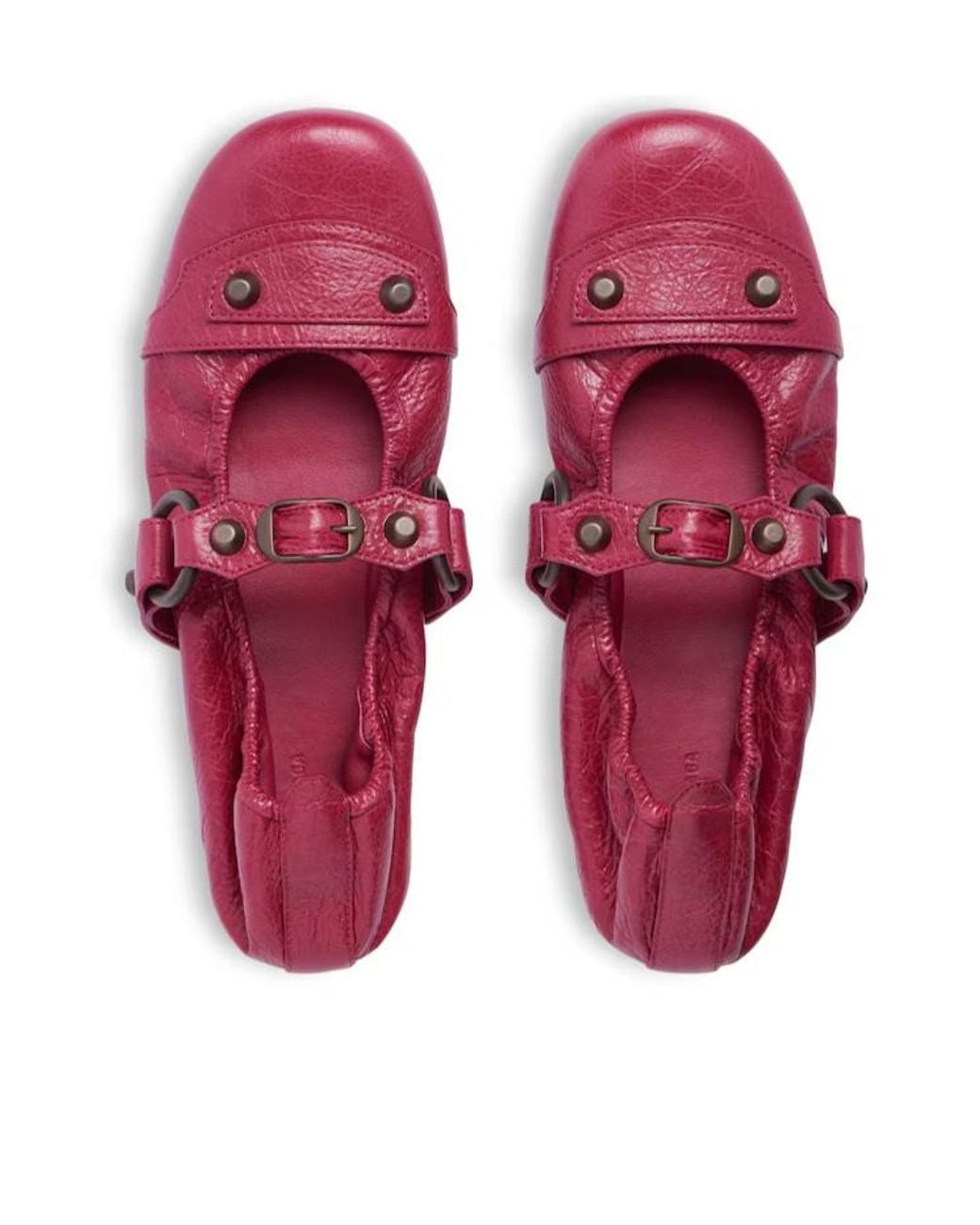 Balenciaga Pink Buckle Detailed Flat Shoes