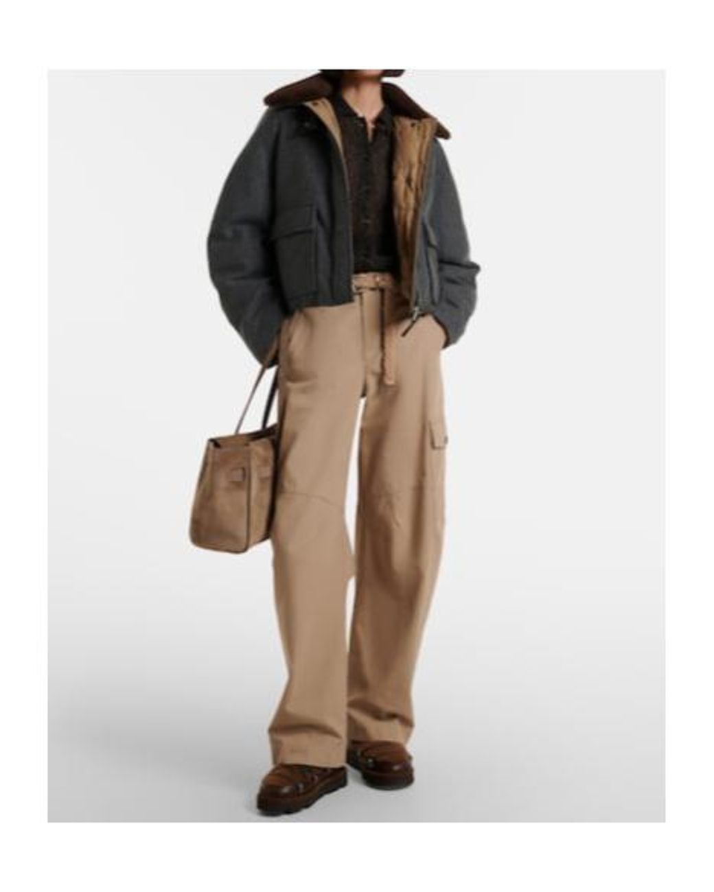 Brunello Cucinelli Natural Cotton Barrel-Leg Pants