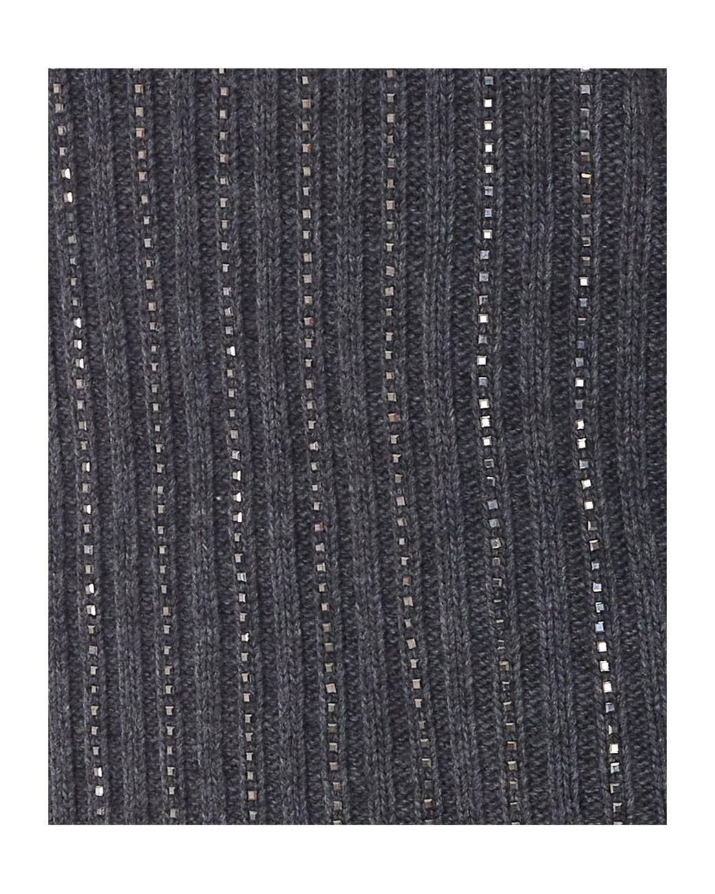 Twinset Gray Strass Ribbed Knitted Sweater