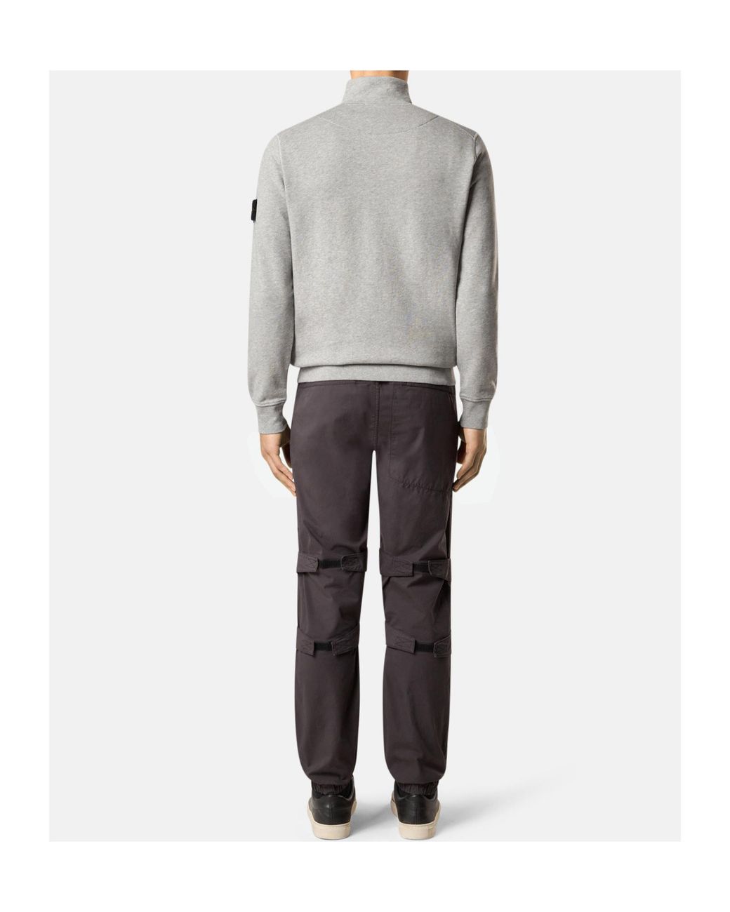 Stone Island Gray Logo-Patch Half-Zip Sweatshirt for men