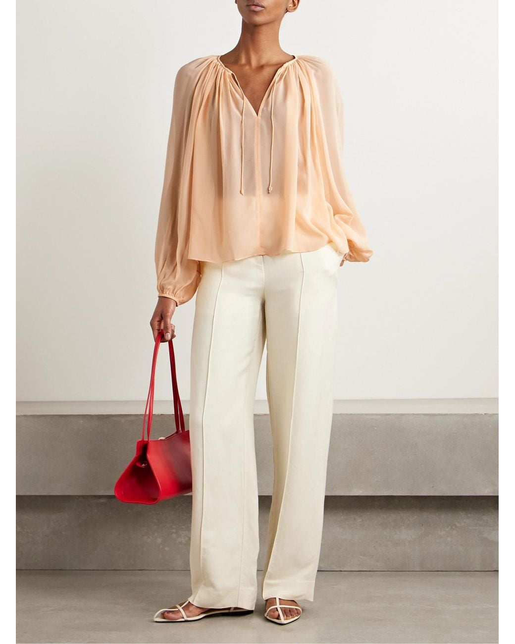 Ulla Johnson Natural Chiffon Long-Sleeve Shirt