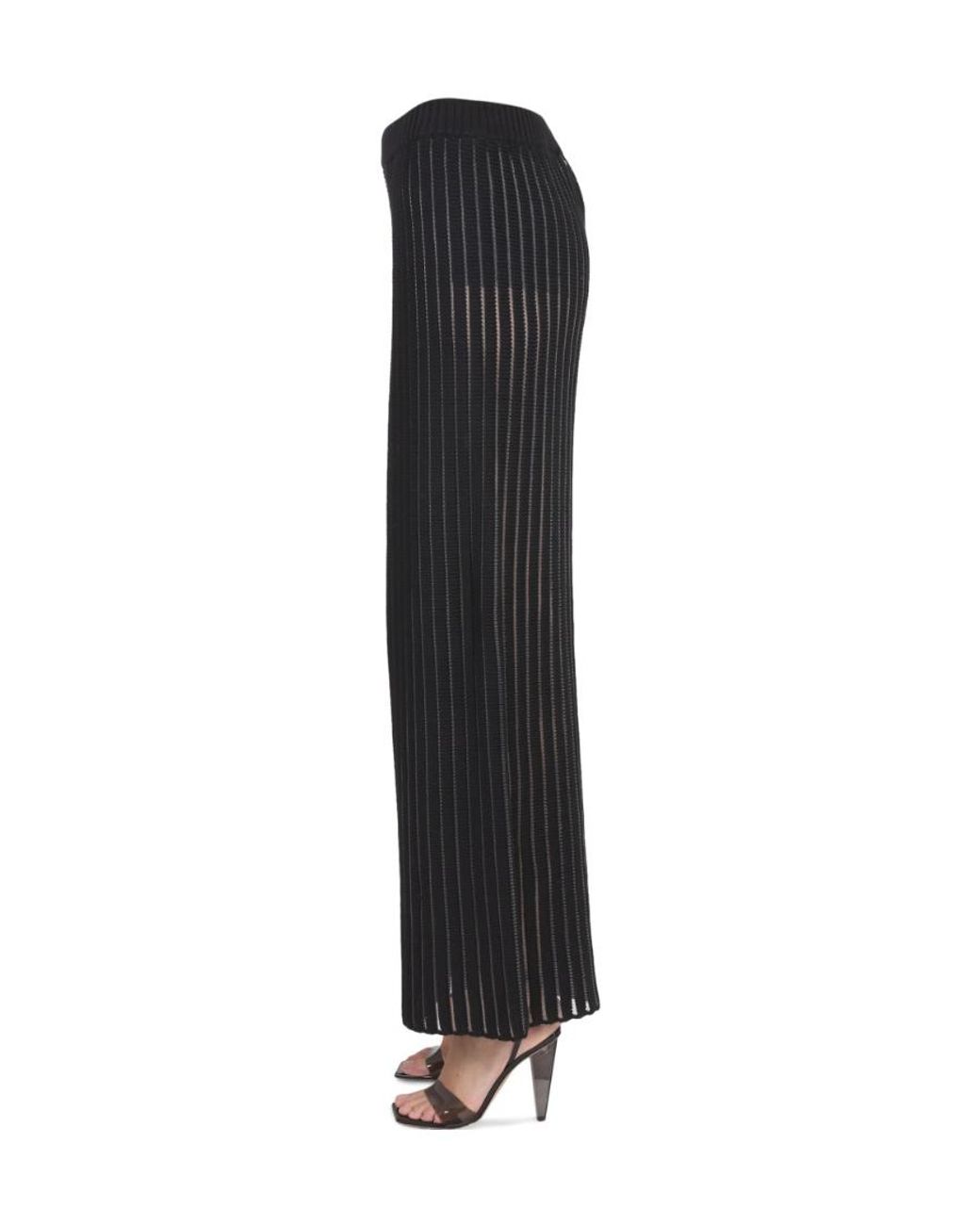 Fabiana Filippi Black Straight-Leg Ribbed Trousers