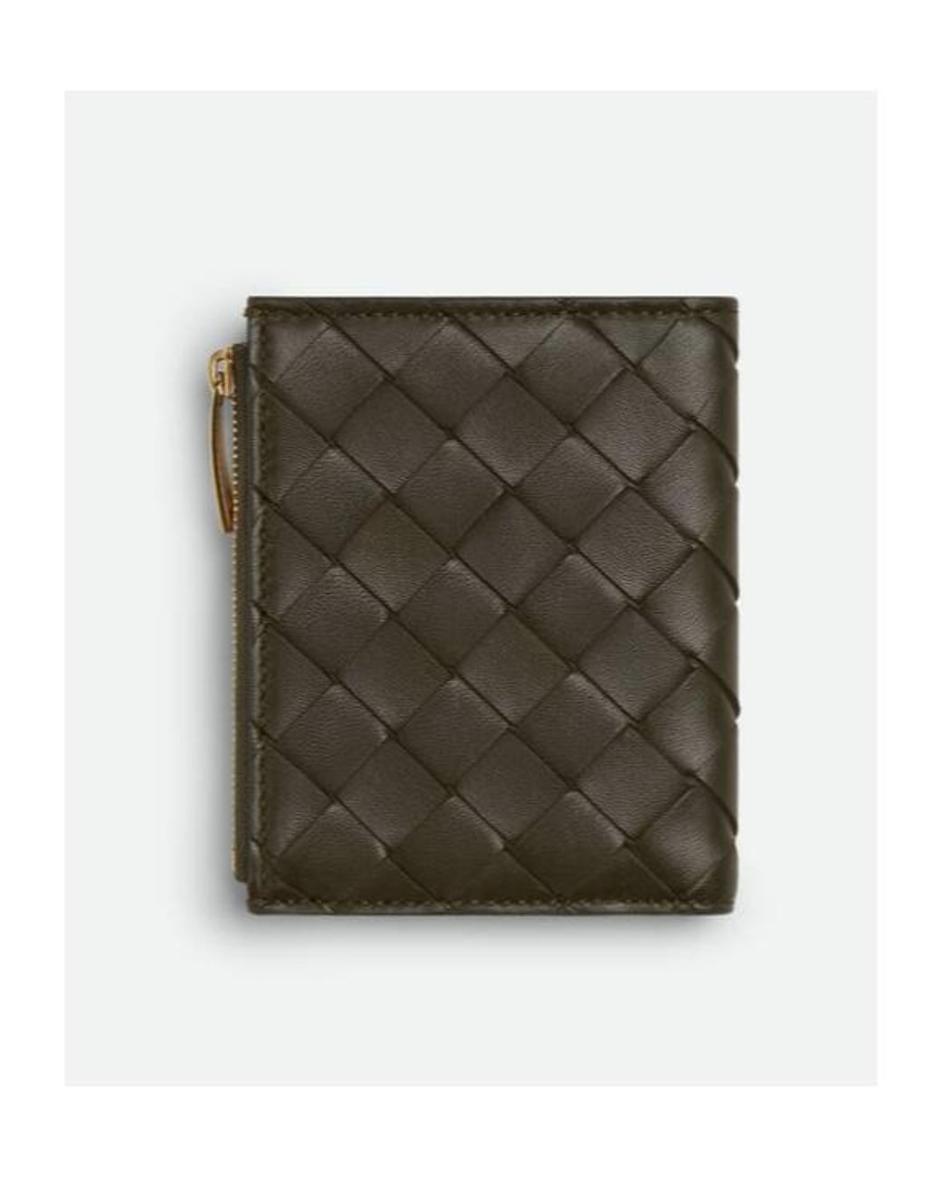 Bottega Veneta Green Intrecciato Diagonal Small Bi-Fold Wallet