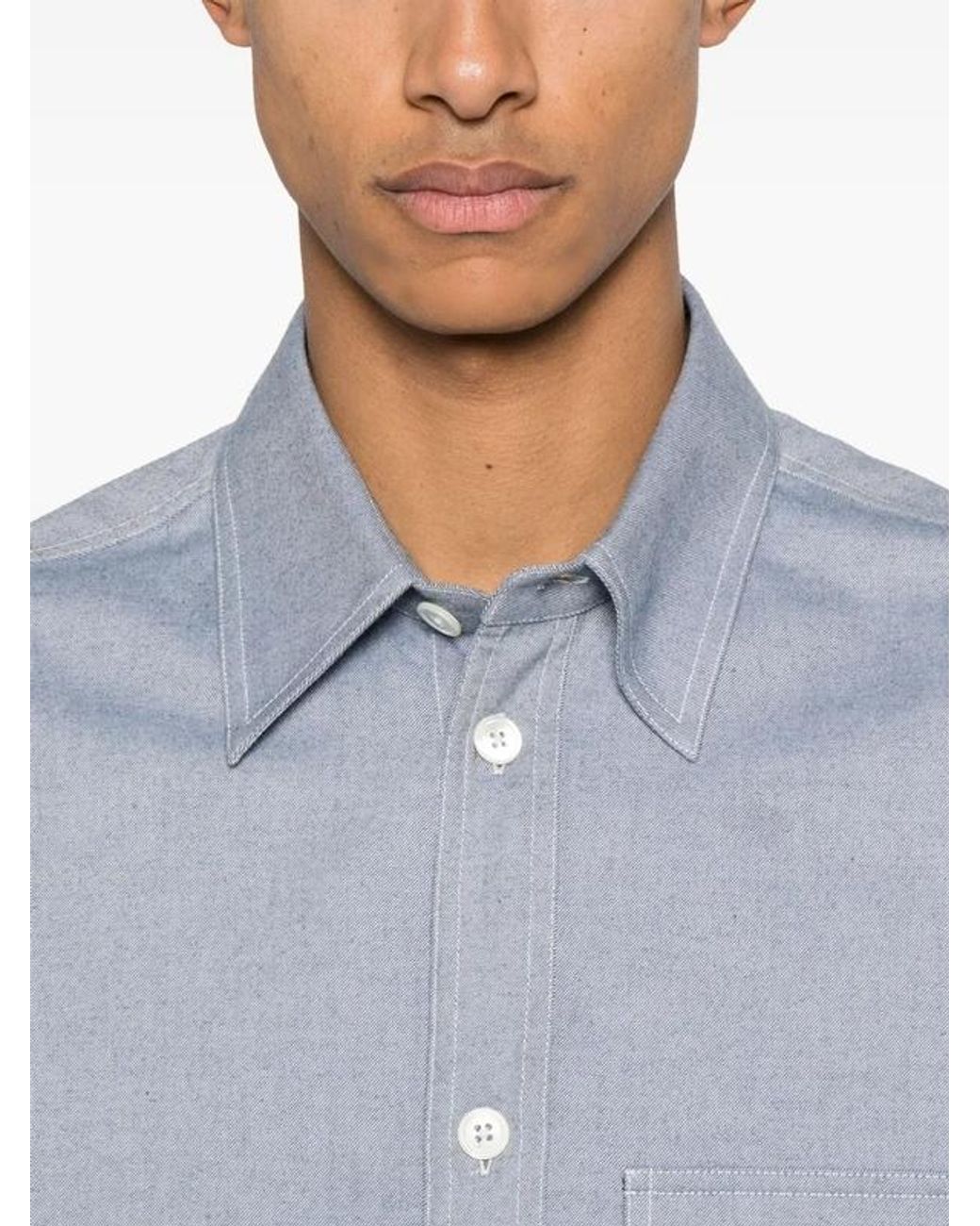 Thom Browne Blue Bar Flannel Shirt for men
