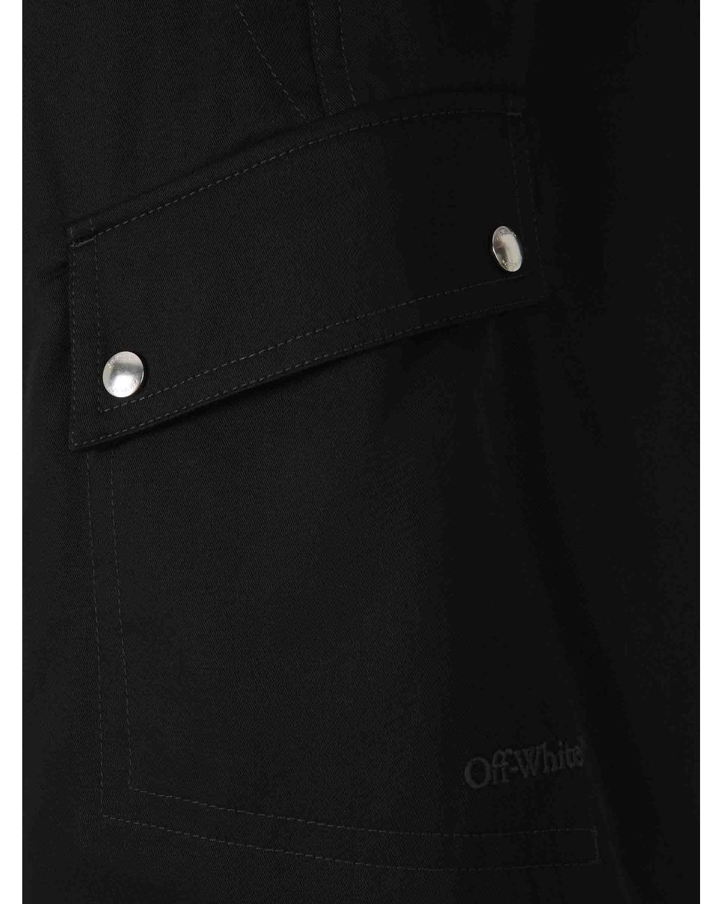 Off-White c/o Virgil Abloh Black Logo Embroidered Cargo Shorts for men