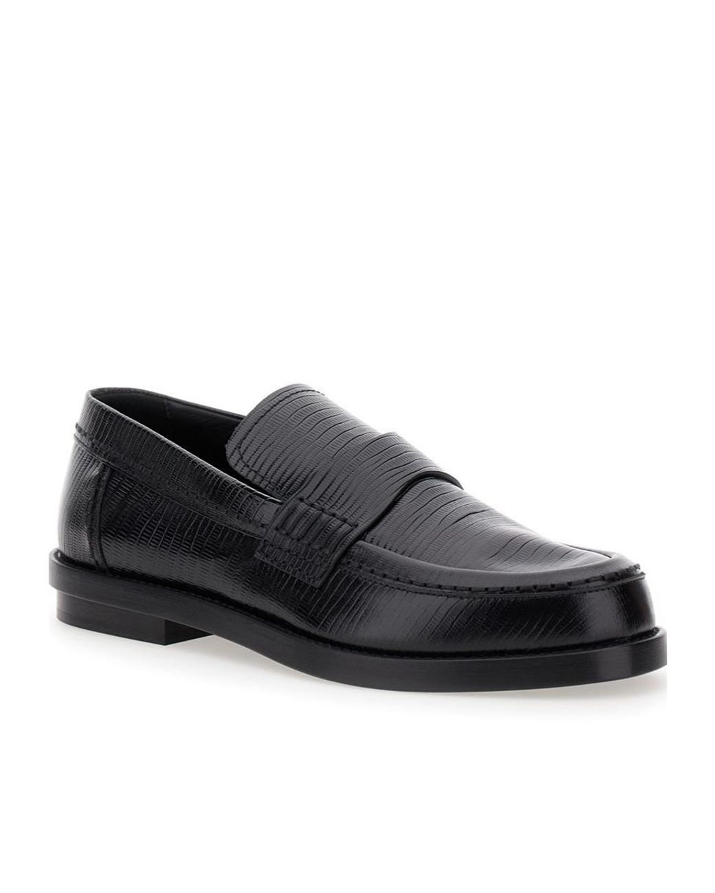 McQueen Black Embossed Slip-On Loafers for men