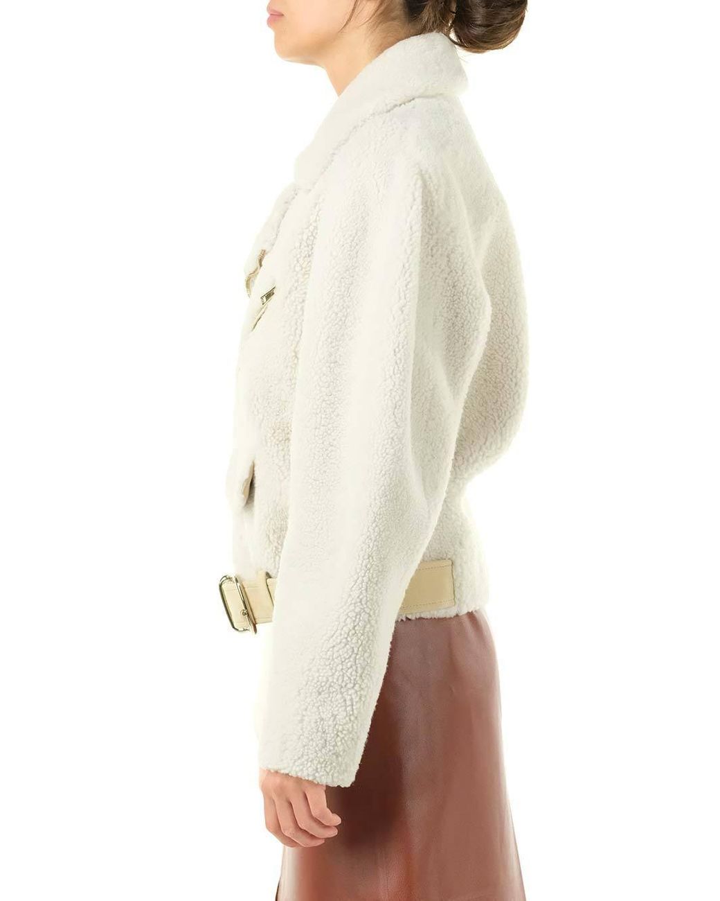 Chloé Gray Shearling Biker Jacket