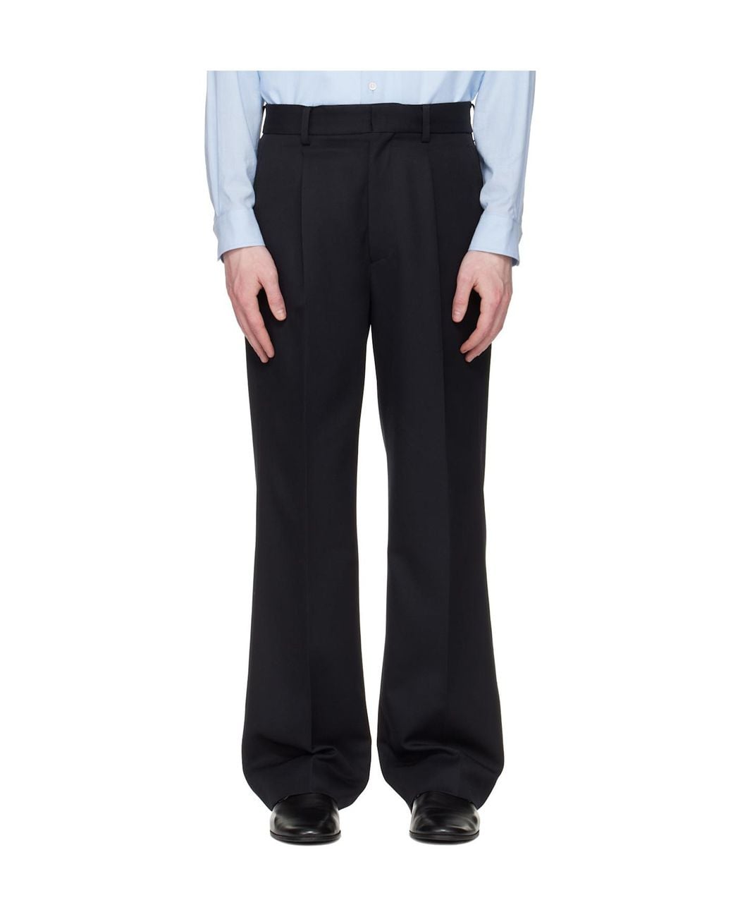 Ssstein Black Wool Straight Leg Casual Pants for men