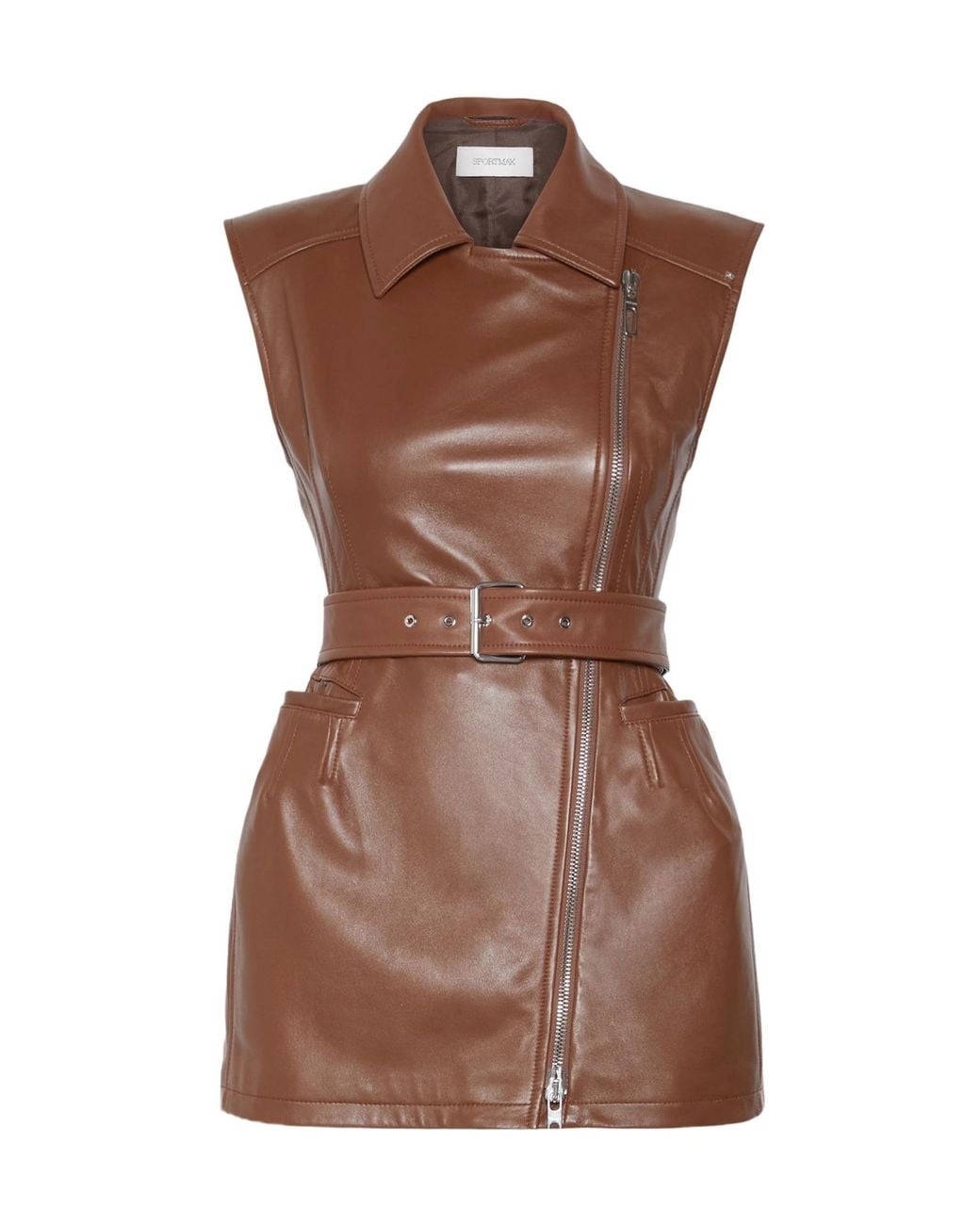 Sportmax Brown Favella Belted Gilet