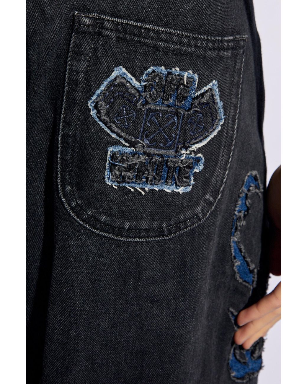 Off-White c/o Virgil Abloh Blue Natlover Distressed Mid-Rise Jeans for men