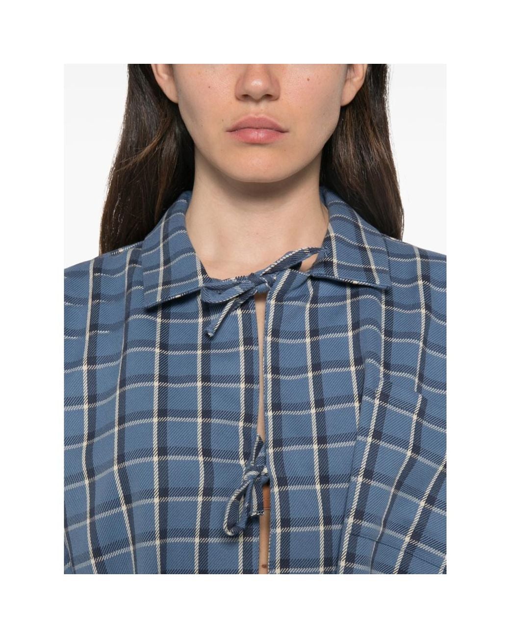 Baserange Blue Long-Sleeve Plaid Shirt