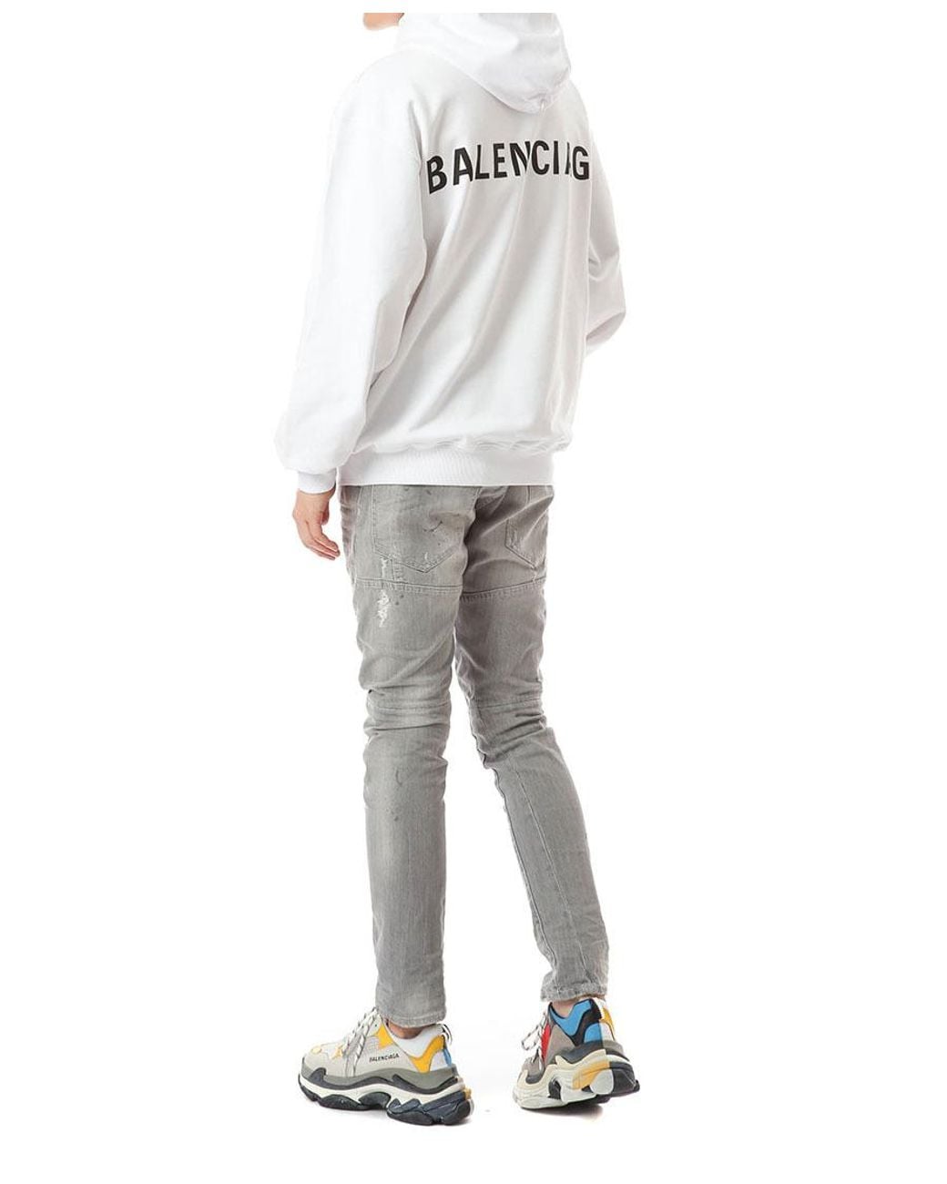 Balenciaga White Felpa Con Cappuccio