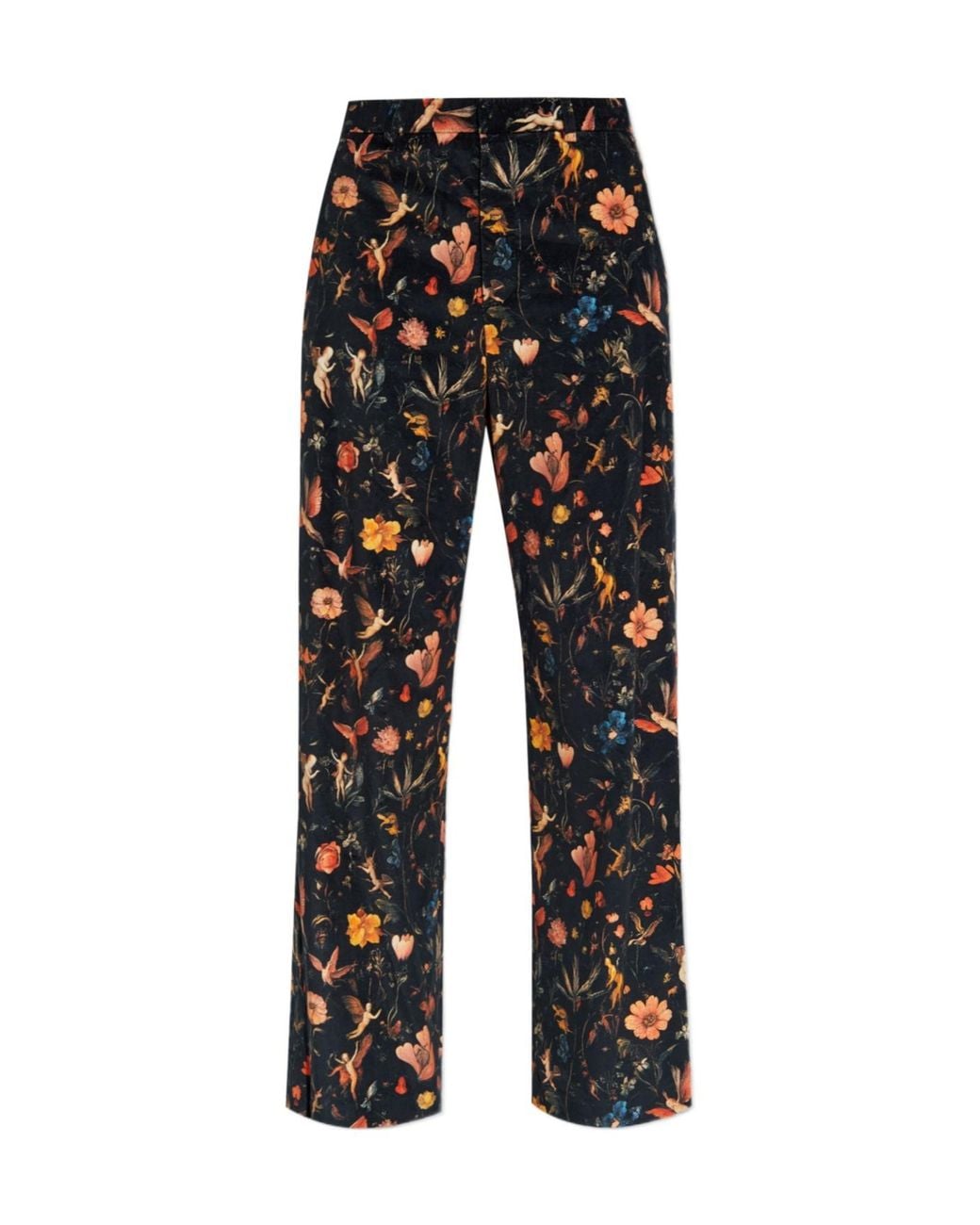 R13 Black Floral Velvet Trousers