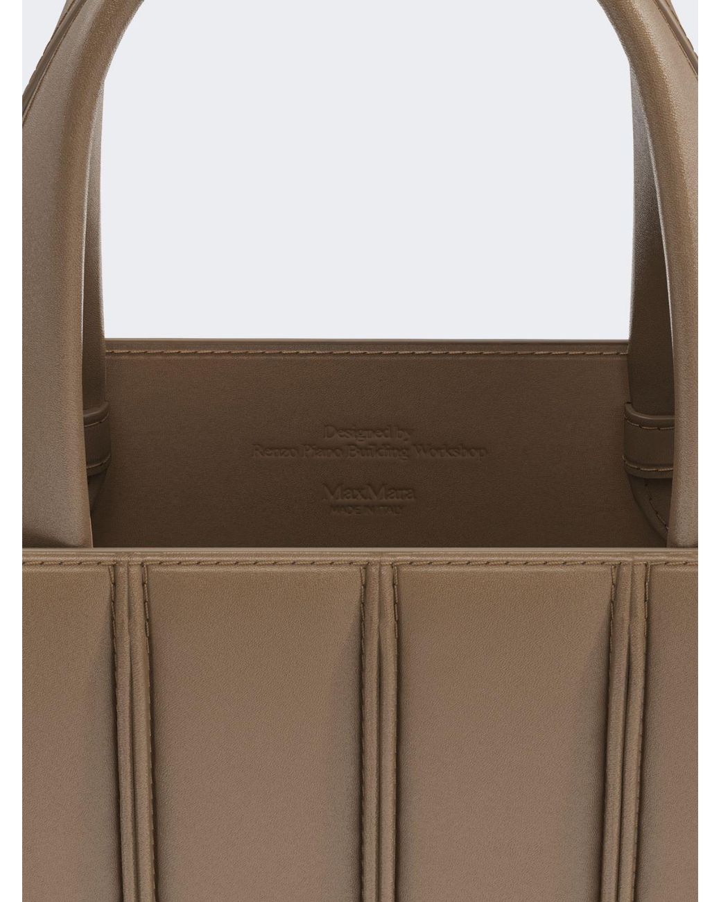 Max Mara Brown Whitney Ribbed-Leather Tote Bag