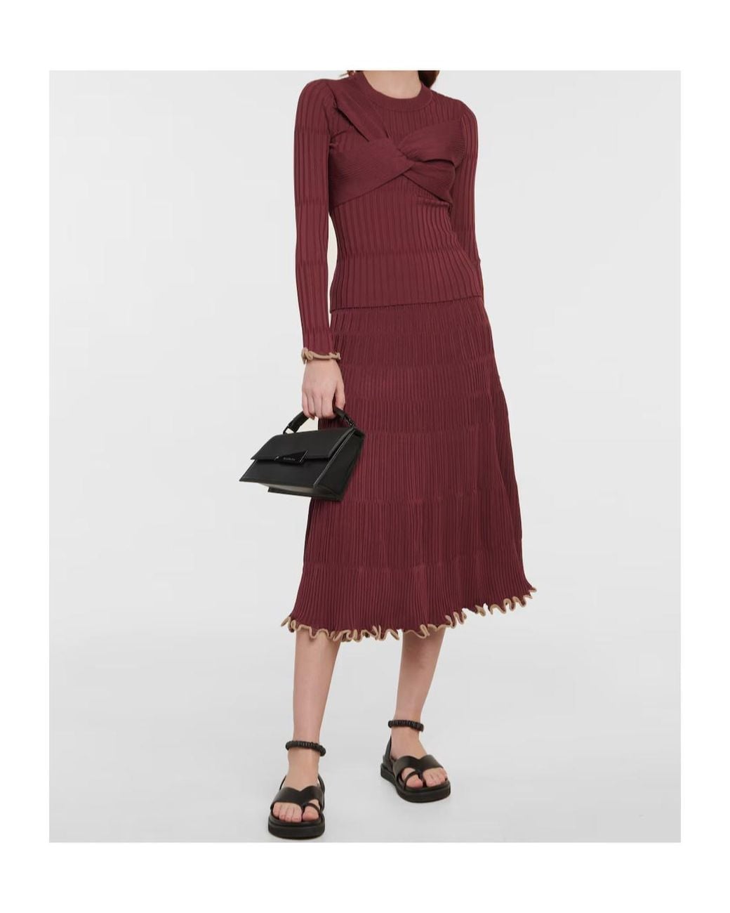 Jonathan Simkhai Purple Ribbed Knit Midi Skirt