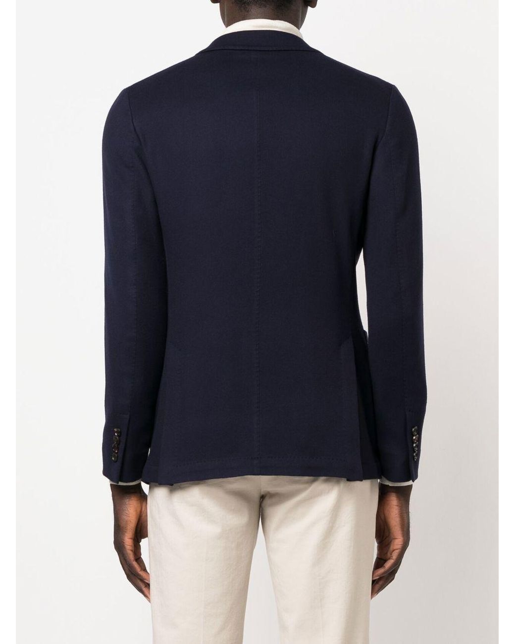 Colombo Blue Single-Breasted Wool Blazer for men