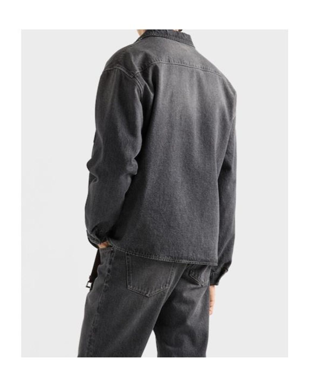 Prada Gray Denim Zipped Shirt for men