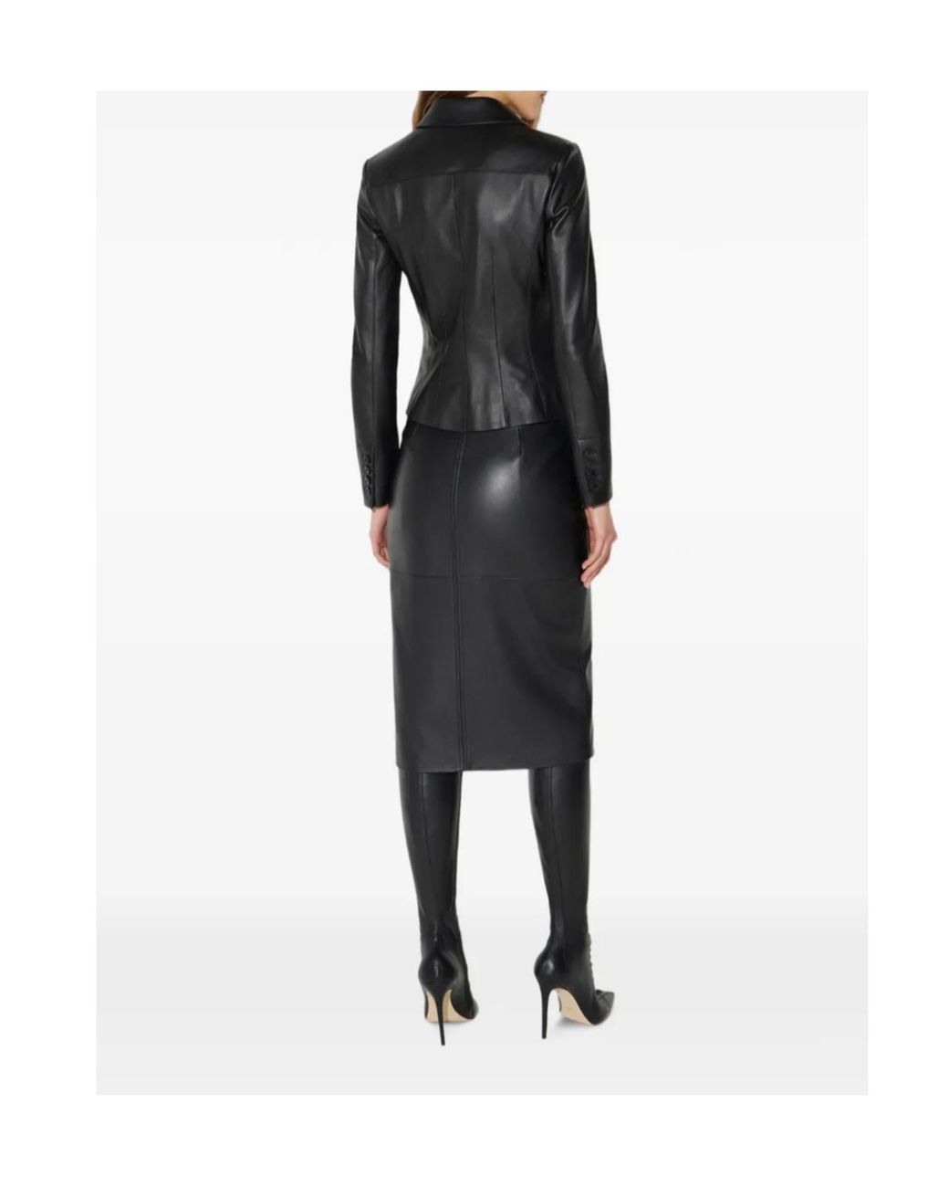 Elisabetta Franchi Black Logo Detailed Leather Jacket