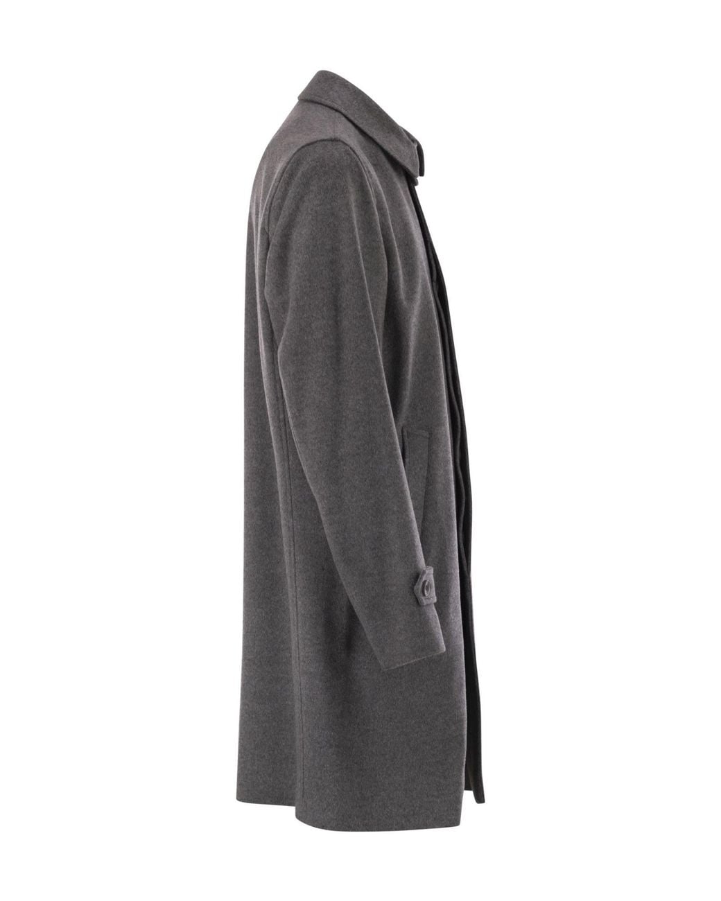 Herno Gray Single Breasted Long Coat for men