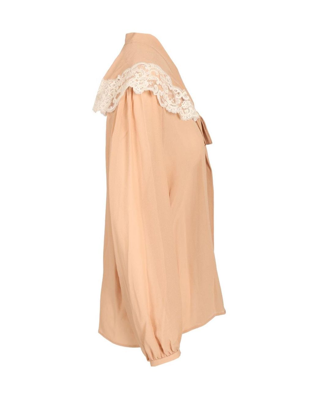 Chloé Pink Chloé Lace-Trim Tie-Neck Blouse
