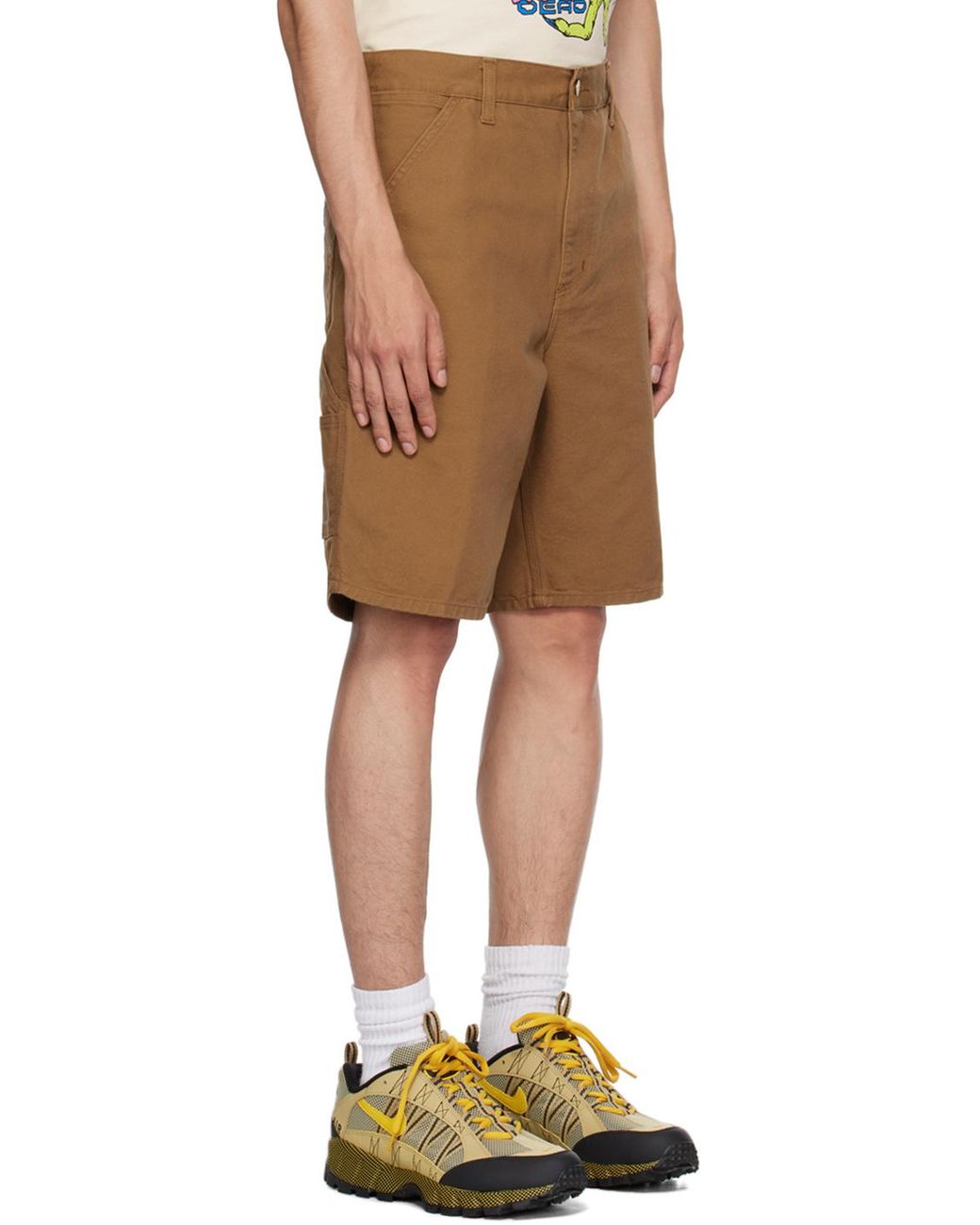 Carhartt Brown Logo Patch Chino Shorts for men