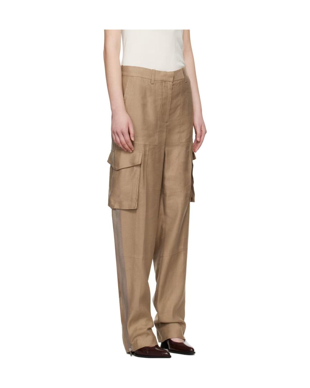 Helmut Lang Natural Cargo Carpenter Zipper Casual Pants