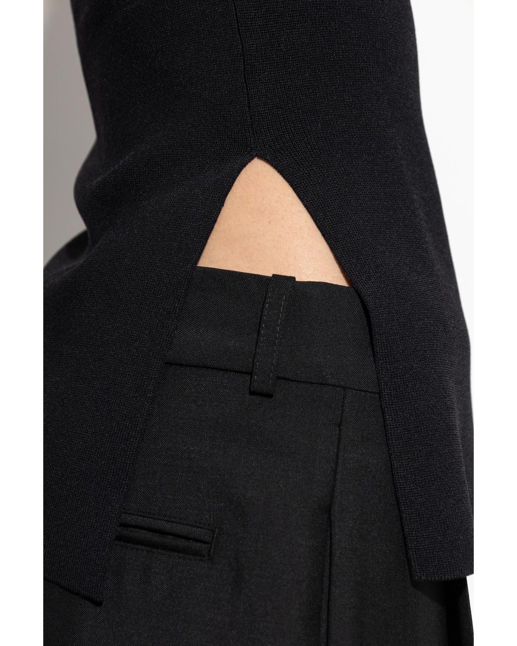 Rohe Black Scoop Neck Side-Slit Top