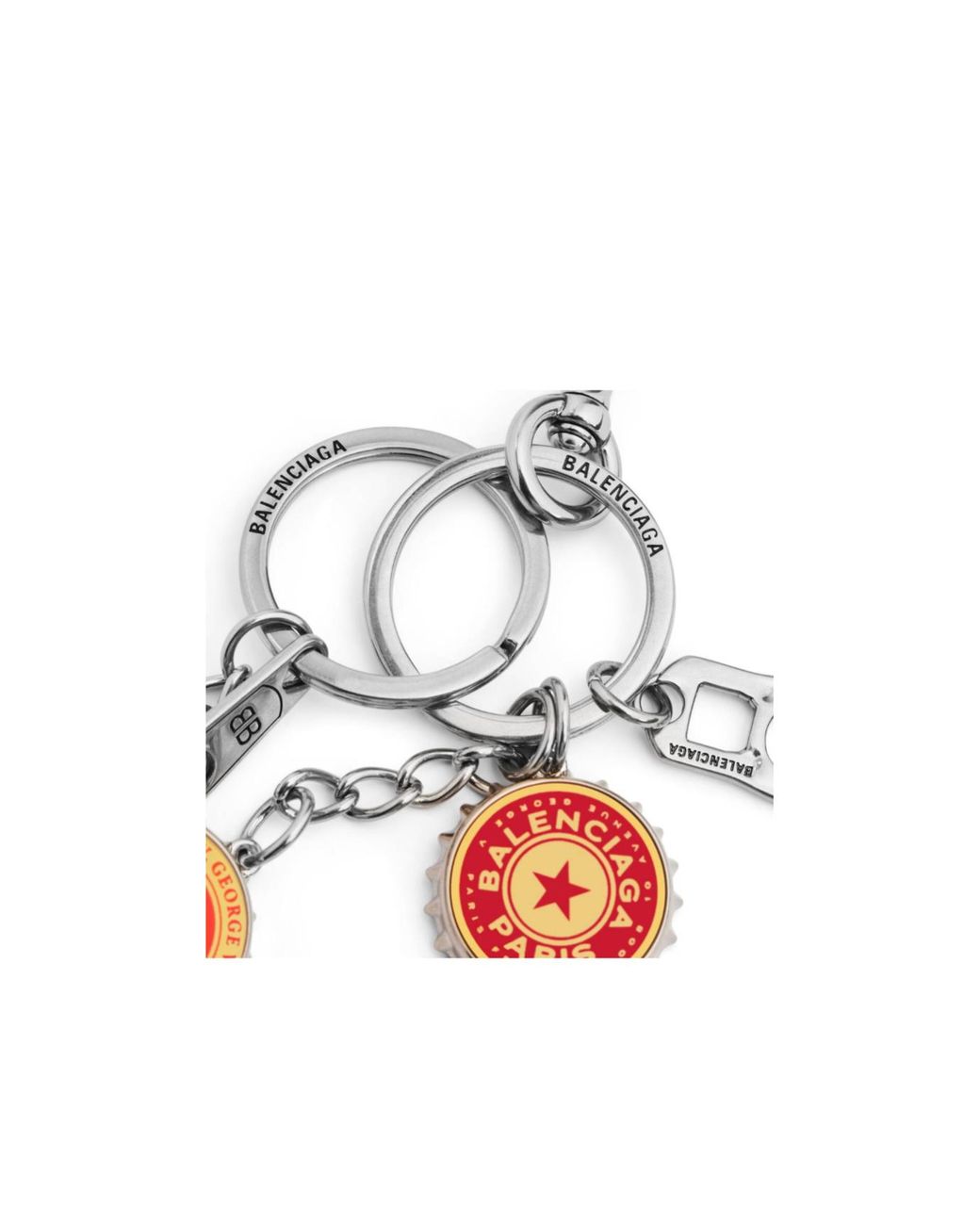 Balenciaga White Cap Charm Detailed Keychains for men