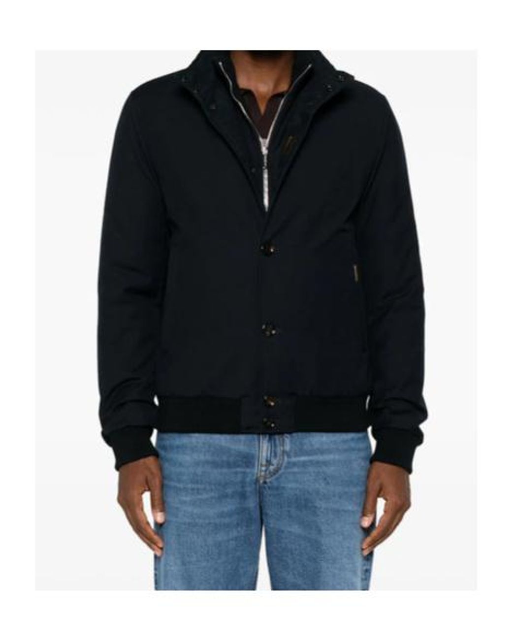 Moorer Blue High-Collar Jacket for men