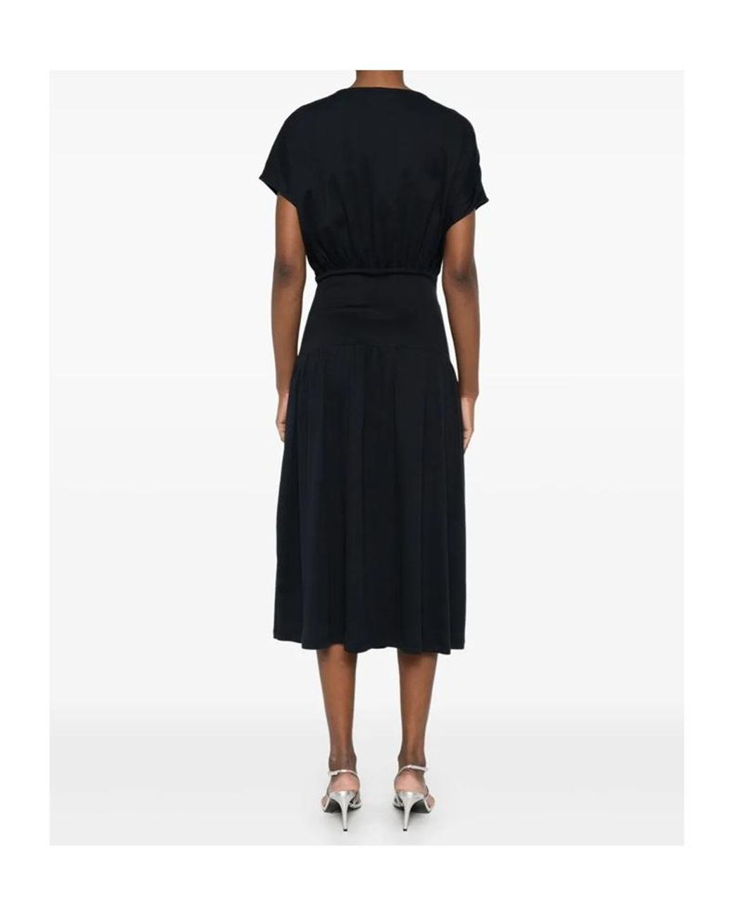 Fabiana Filippi Black Elasticated Band Crewneck Midi Dress
