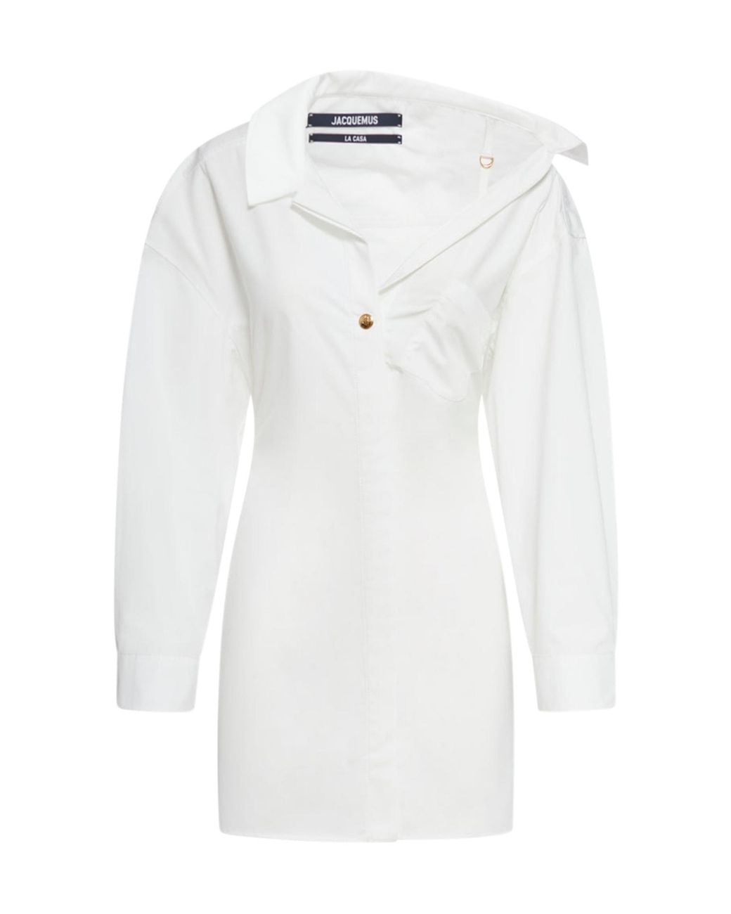 Jacquemus White La Mini Robe Asymmetric Neck Mini Dress