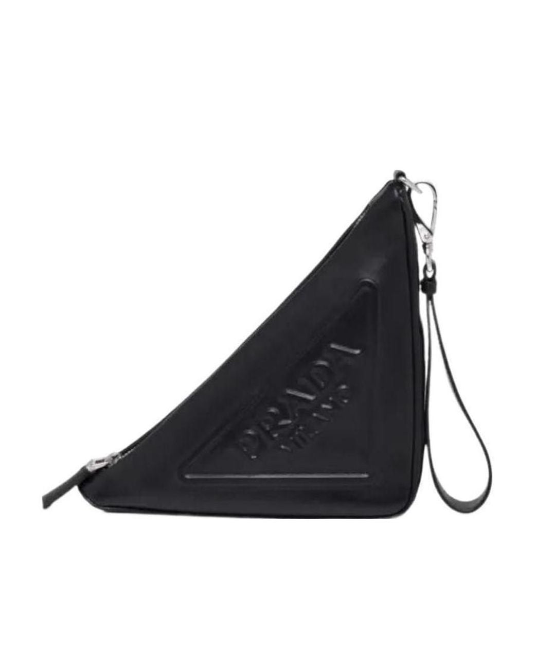 Prada Blue Leather Triangle Pouch for men