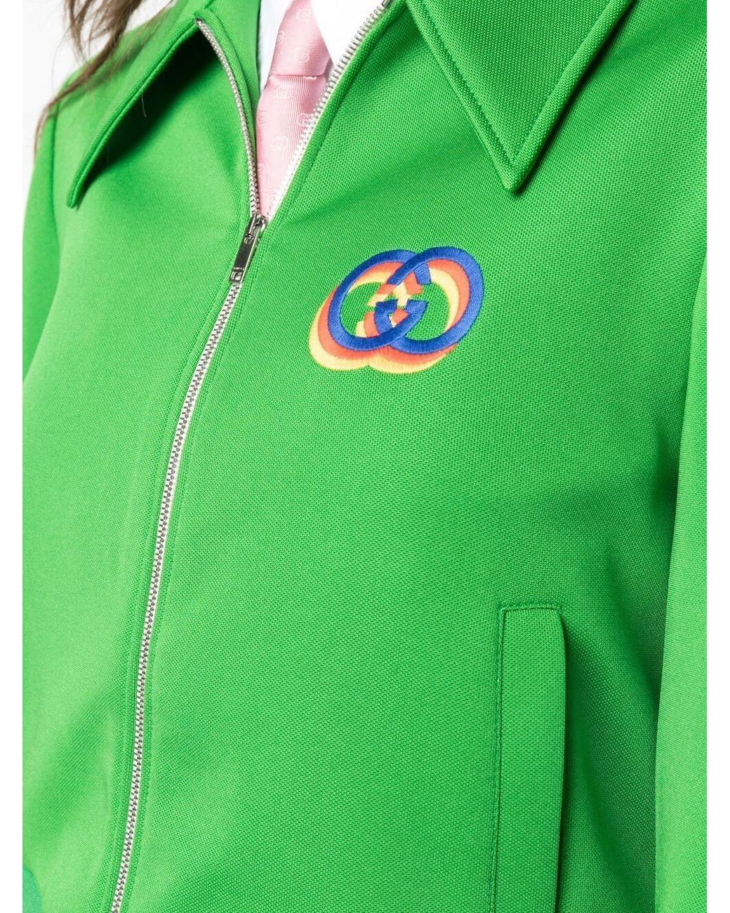 Gucci Green Tiger Embroidery Technical Jersey Jacket