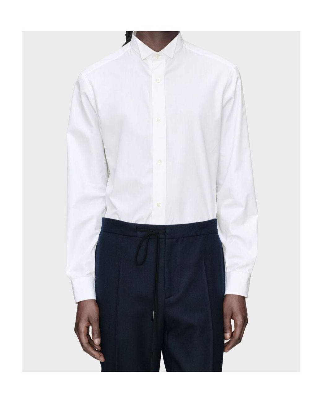 Maison Margiela White Collared Long-Sleeve Poplin Shirt for men