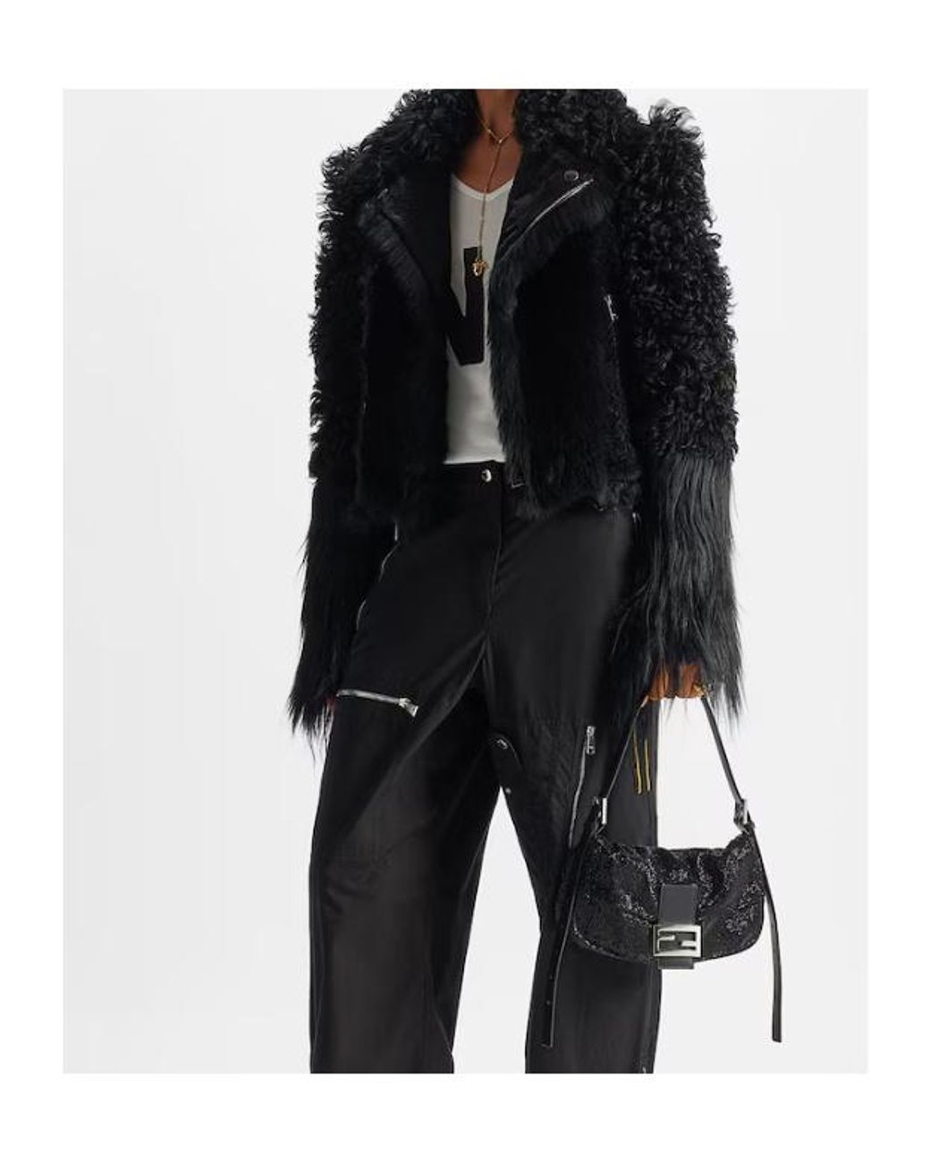 Fendi Black Blouson Biker Jacket