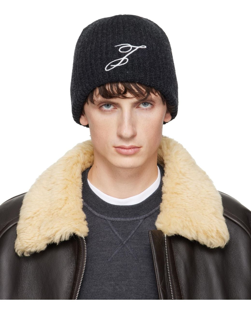 Jacquemus Black Spiral Beanie for men