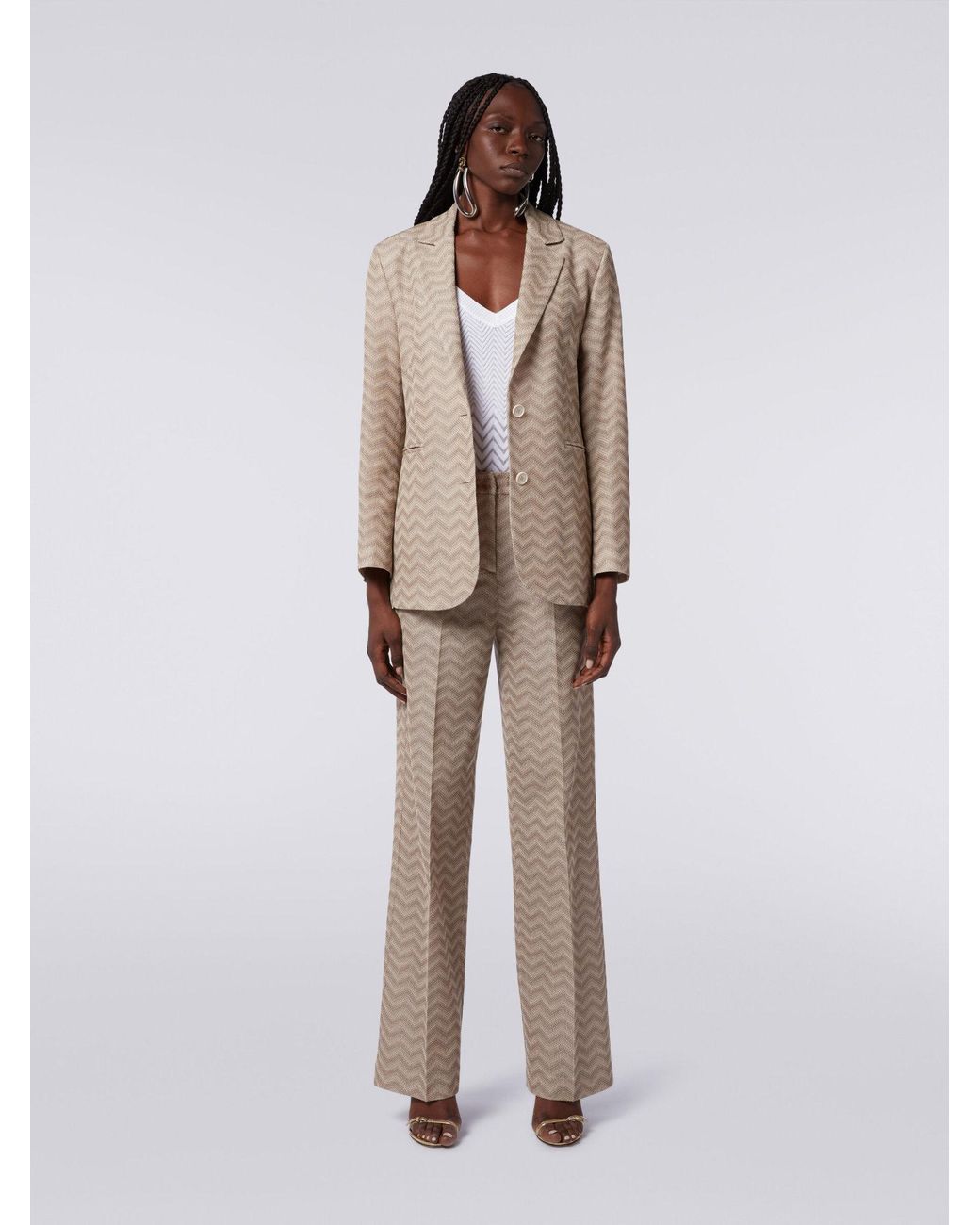 Missoni Natural Zigzag Single-Breasted Tailored Blazer