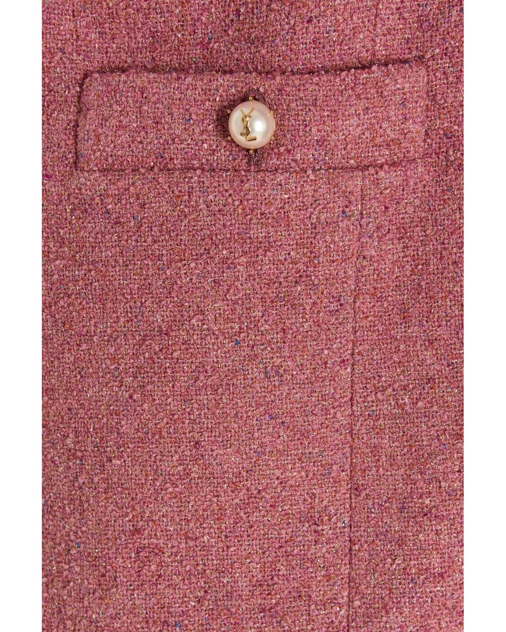 Saint Laurent Pink Faux-Fur Detail Fitted Jacket