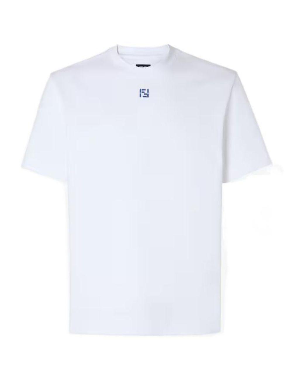 Fendi White Ff Embroidered Crewneck T-Shirt for men