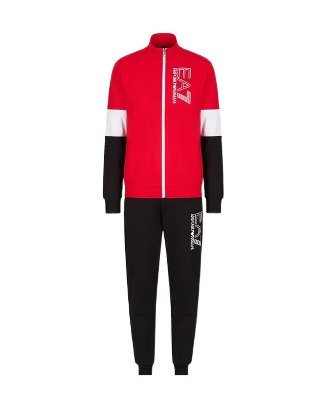 EA7 Red Logo Print Track Suit Top for men